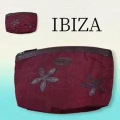 IBIZA バーガンディ刺繍ポーチ 中型のサムネイル