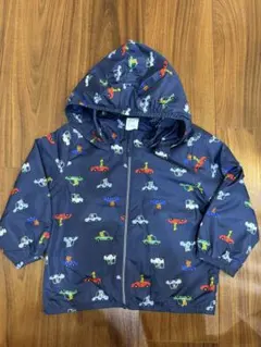 H &M 車と動物プリント ウインドブレーカー　ジャケット　90cmネイビー