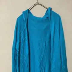 ヌワン　フロントオープンカーディガン(Free)エメラルドグリーンコットンニット