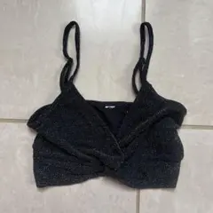 クロスデザイン キラキラ ビスチェ 黒 キャミソール