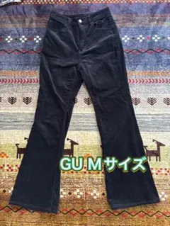 GU コーデュロイ　パンツ　ブラック　Mサイズ
