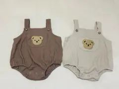 くま刺繍サロペット2色セット80size