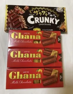 ロッテガーナミルクチョコレート3個　ザクザククランキー1枚 計4個のサムネイル