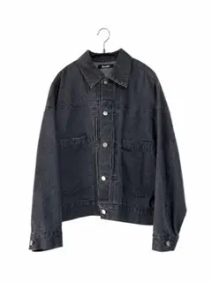 kutir オーバーサイズ ブラックデニムジャケット Gジャン 黒　Mサイズのサムネイル