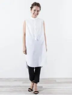 yori ロングシャツ　36 コットン　ストレッチのサムネイル