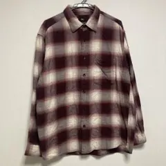 ユニクロ オンブレチェック コットンフランネルシャツ シャドーチェック L