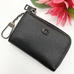 専用✨現行✨コーチ　Lジップ　キーケース　キーリング　黒　ペブル レザー