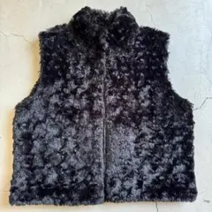 00's vintage 古着 ファーベスト ブラック　y2k