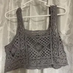 クロシェ編み ビスチェ グレー Fサイズ
