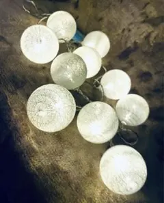 【ホワイト】ガーランド球体【LED球×10】（単3電池×2本式） 常時点灯タイプのサムネイル