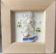 シーグラスアート　アザラシ　北欧　ホワイト