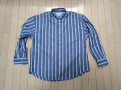 【美品】B:MING by BEAMS ストライプレギュラーカラーシャツ ブルー