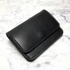 栃木レザー ミニ財布 黒 コンパクト財布 本革 小さい財布 メンズ レディース