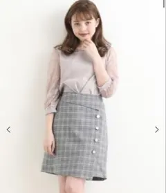 マジェスティックレゴン パールバリエミニスカート グレー柄 M