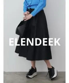 新品未使用タグ付き ELENDEEK ジャガードタックスカート ブラック MLのサムネイル