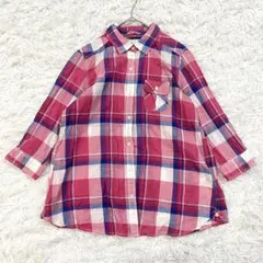 バックナンバー BACK NUMBER チェック柄長袖シャツ L ピンク系