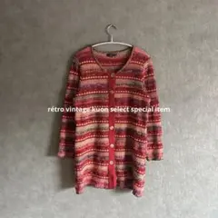 ニットカーディガン　レトロコーデ　平成レトロ　昭和レトロニット　ボーダー　古着