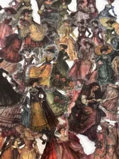 55)コラージュ素材　フレークシール　ステッカー　50枚貴婦人