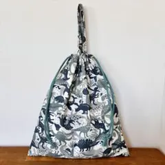 【体操服袋(お着替え袋)】恐竜柄グリーン系