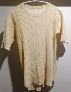 ROPE リブニット 半袖 カットソー イエロー