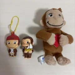 おさるのジョージ　ぬいぐるみ　ミニフィギュア　キーホルダー　ストラップ　3点