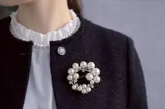 ブローチ　七五三　入学式　卒業式　高見え パールサークルブローチ