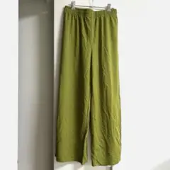 しまむら パンツ LLサイズ 新品 グリーン ワイドパンツ イージーパンツ
