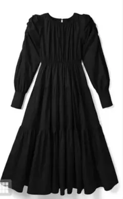 GRL パワショルボリュームティアードワンピース 黒 ブラック [k8613v]