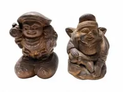 大黒天 恵比寿 金属製 置物 2体セット 縁起物