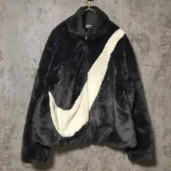 【美品】(S) NIKE ナイキ ボアジャケット ファー ビックロゴ フルジップ
