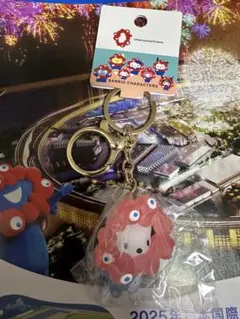 おまけ付き　ポチャッコ★ミャクミャク　なりきり立体クリアキーホルダー　大阪関西