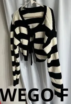 WEGOストライプニットカーディガン クロップド丈