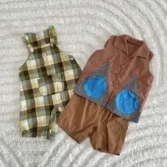 べべ　サロペット　オーバーオール　ベストセットアップ　セット　90　男の子女の子