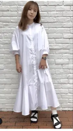 GU バンドカラーシャツワンピース　M