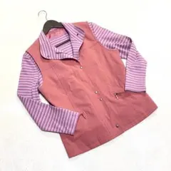 美品 ピンク系 ボーダーTシャツ&ベスト 2点セット Мサイズ 春物 重ね着