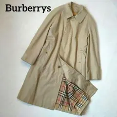 バーバリー ステンカラーコート ノバチェック 比翼 ライナー付 ベージュ M相当