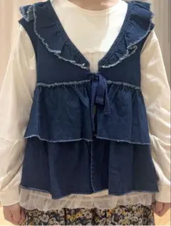 SM2 サマンサモスモス　フリルティアードベスト　ブルー