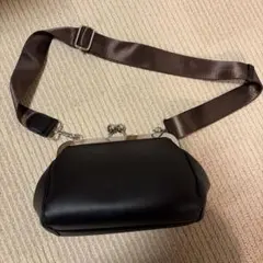 【美品】がま口バッグ ブラック クラッチバッグ ショルダー レトロ レディース