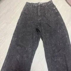 ブラック ハイウエスト ストレートデニム