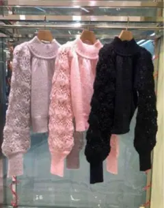 FURFUR クロシェスリーブモヘアタートル★一番右のブラック★