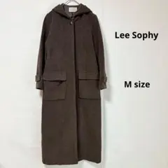 Lee Sophy ロングコート　M ブラウン　フード付き　モヘヤ混　ウール