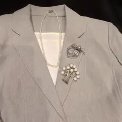 【SILVER刻印】パール ネックレス シルバー ツリー型ブローチ 花モチーフ