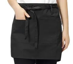 未使用☆エプロン ブラック 男女兼用 カフェエプロン ショート丈　腰巻きシンプル