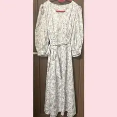 ★美品★ ミッシュマッシュ　2023年　フラワー　七分袖　ワンピース　グレー　Ｓ