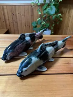 双鯉 双鯉 夫婦鯉 縁起物 陶器製鯉のセット 置物 美術品