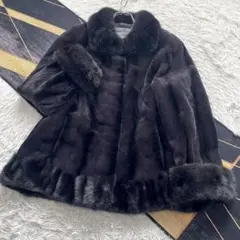 近年人気/身幅57 紫 シェアード サガミンク ファーコート XL 軽量◎ 毛皮