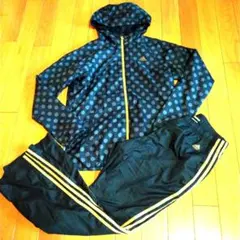 adidas 　ウインドブレーカーＭ(上下)水玉模様(黒地)