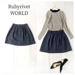 Rubyrivet WORLD ショートプリーツスカート ネイビー Sサイズのサムネイル