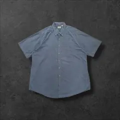 L.L.Bean古着半袖オックスフォードシャツチェックコットン灰紺M154