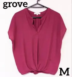 grove　レディース　ブラウス　ワインレッド　М　フレンチスリーブ　トップス